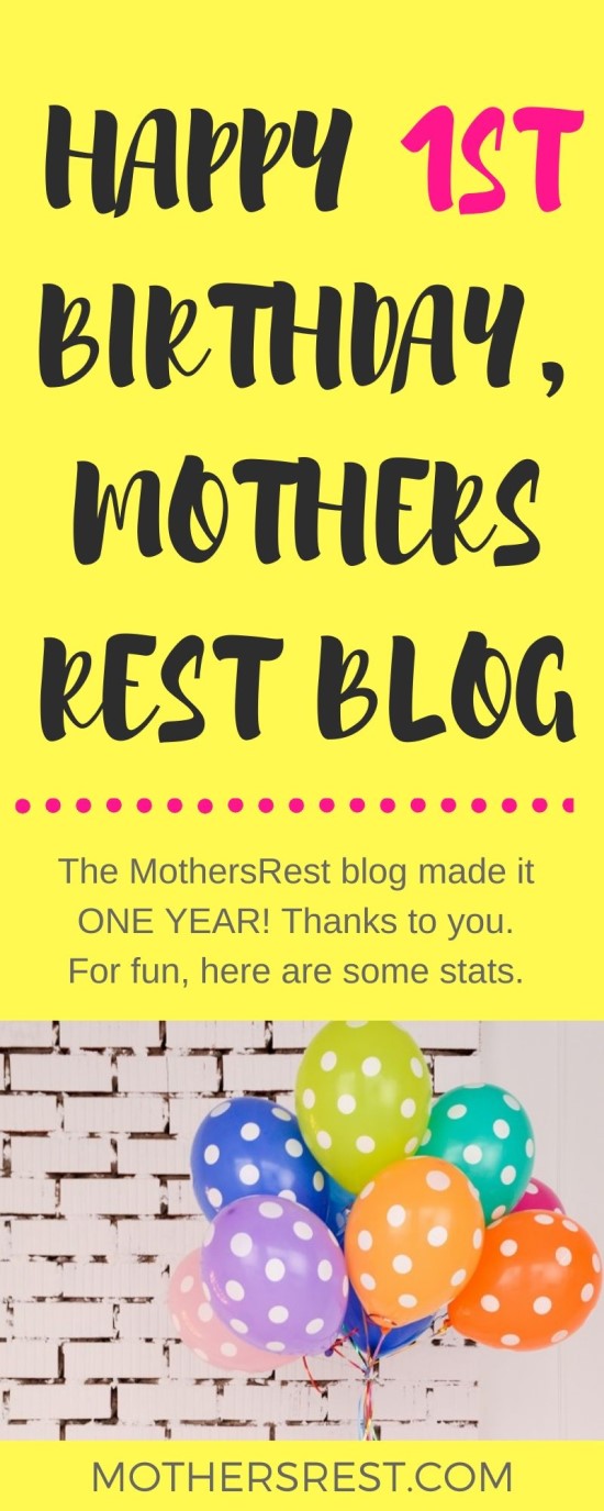 The MothersRest blog made it  ONE YEAR! Thanks to you.  For fun, here are some stats. 