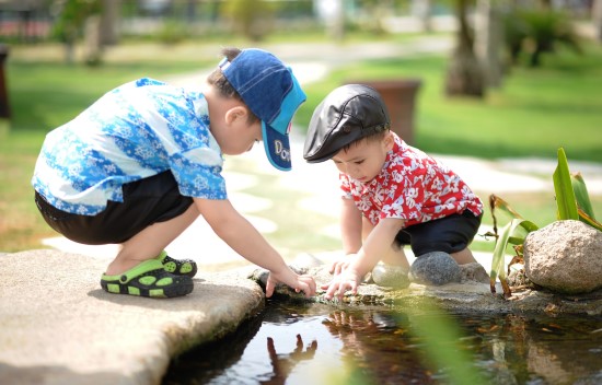 boys in creek