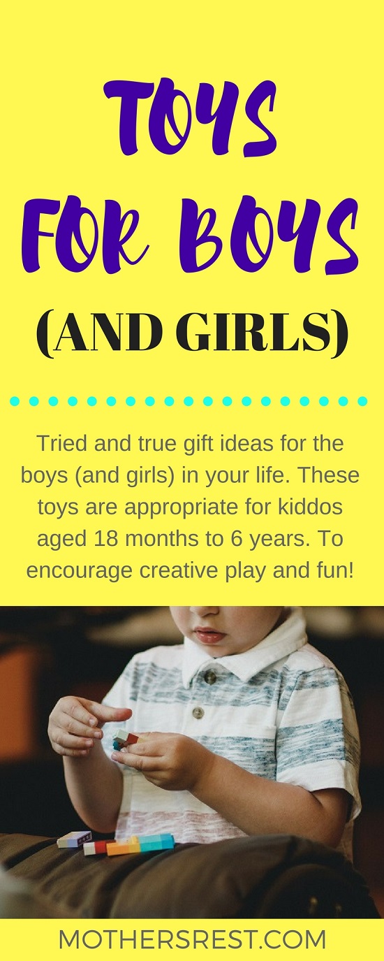 Tried and true gift ideas for the boys (and girls) to encourage creative play and fun - for kiddos aged 18 months to 6 years