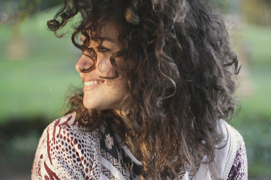 woman with curly hair