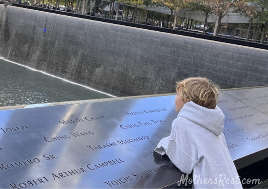 boy viewing 9-11 Memorial